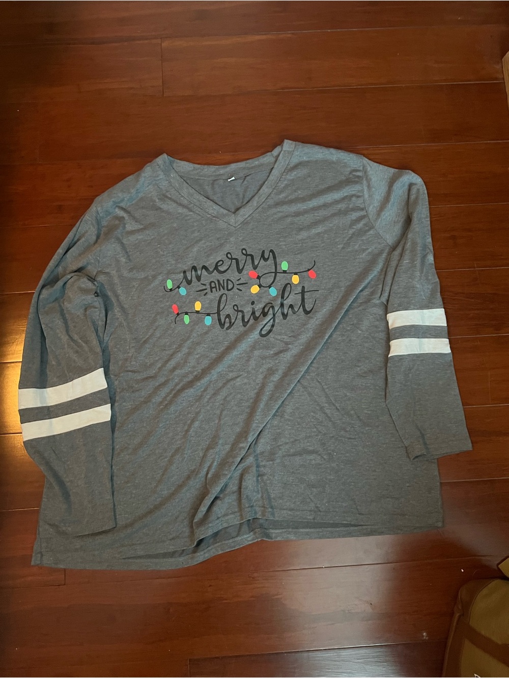 Merry and Bright Gray Kids Long Sleeve Tee